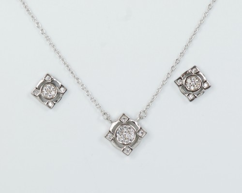 Sterling Silver CZ Pendant and Earrings